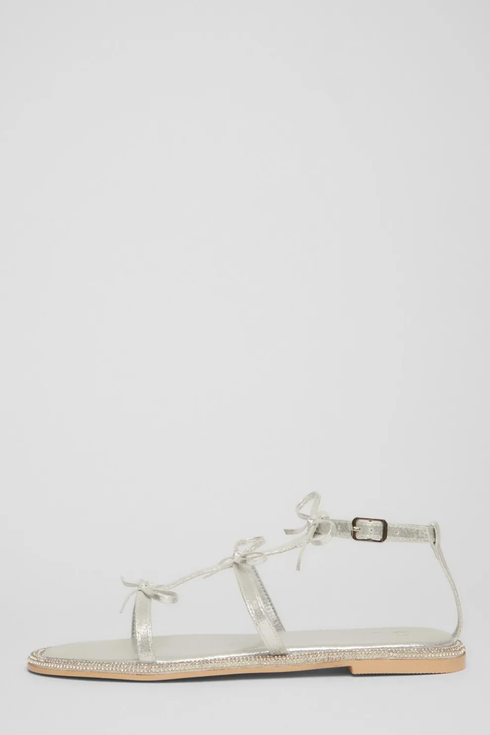 Silver Diamante Flat Sandals