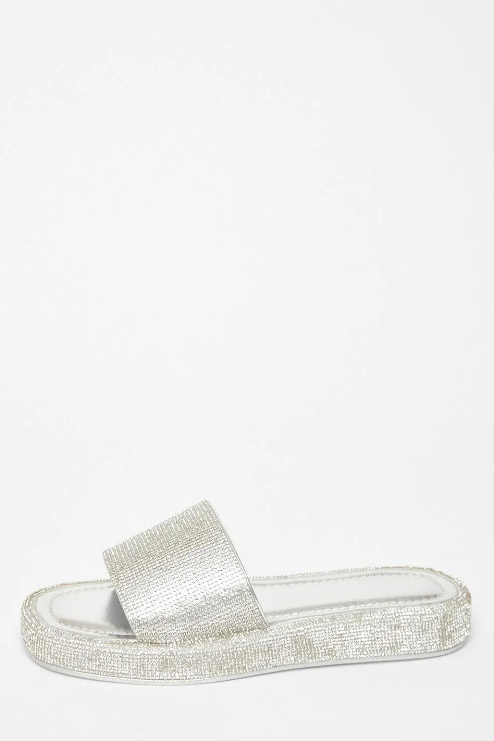 Silver Diamante Flat Sandals
