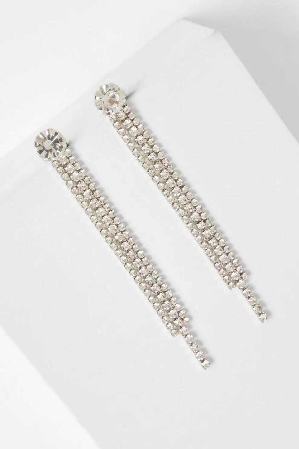 Silver Diamante Fringe Earrings