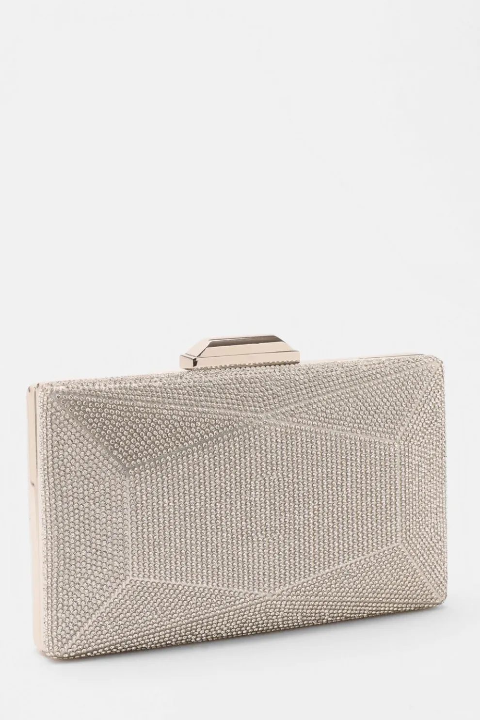 Silver Diamante Geometric Box Bag
