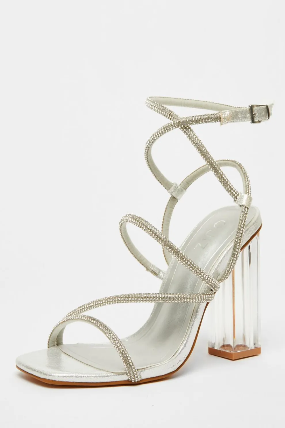 Silver Diamante Heeled Sandals