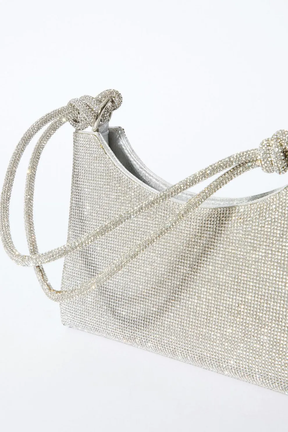 Silver Diamante Knot Shoulder Bag