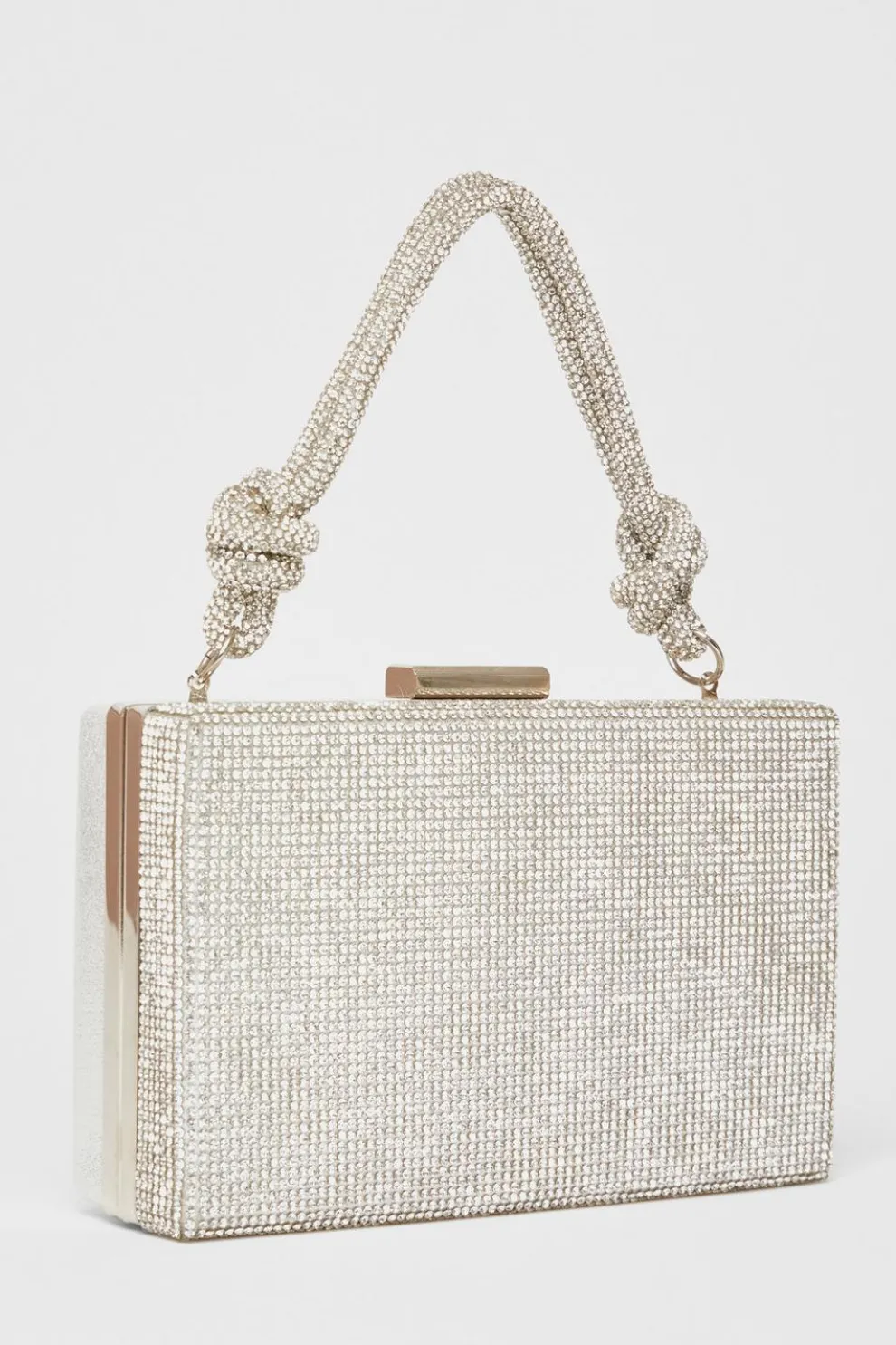Silver Diamante Knot Top Handle Bag