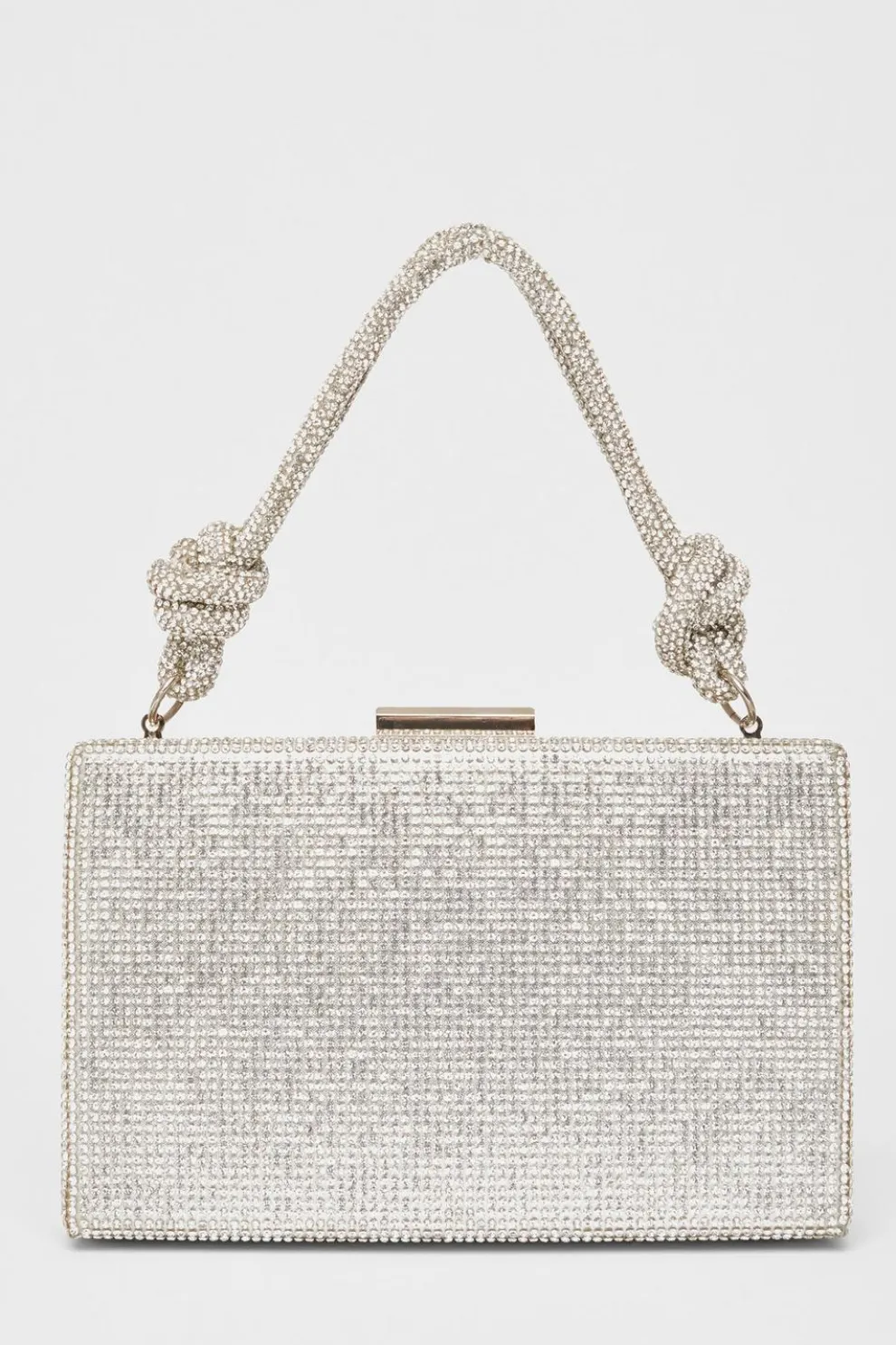 Silver Diamante Knot Top Handle Bag