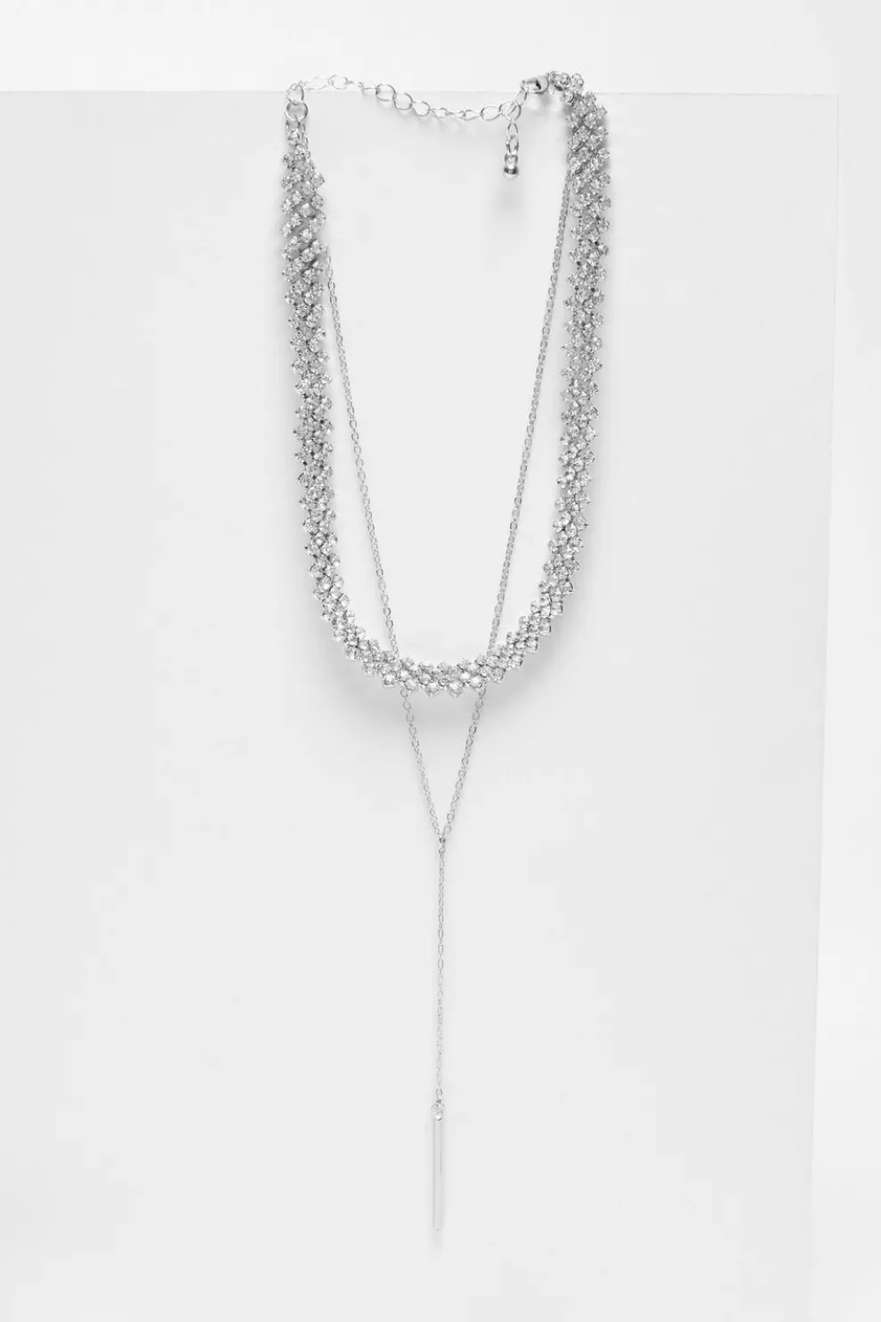Silver Diamante Layered Necklace