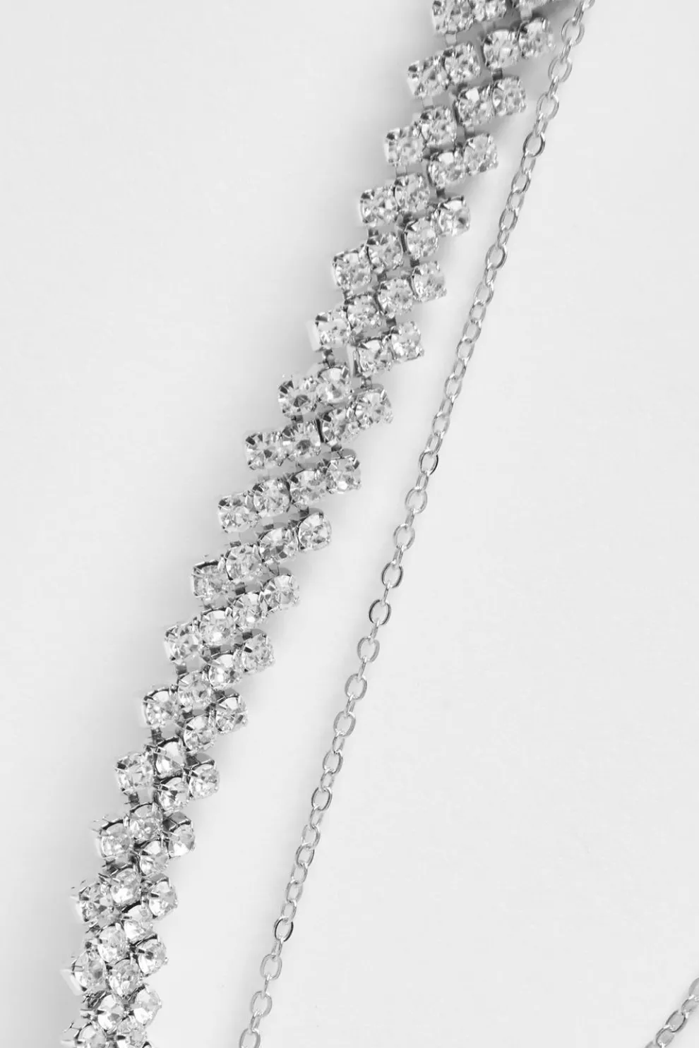Silver Diamante Layered Necklace