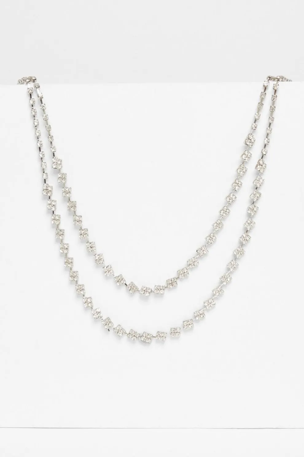 Silver Diamante Layered Necklace