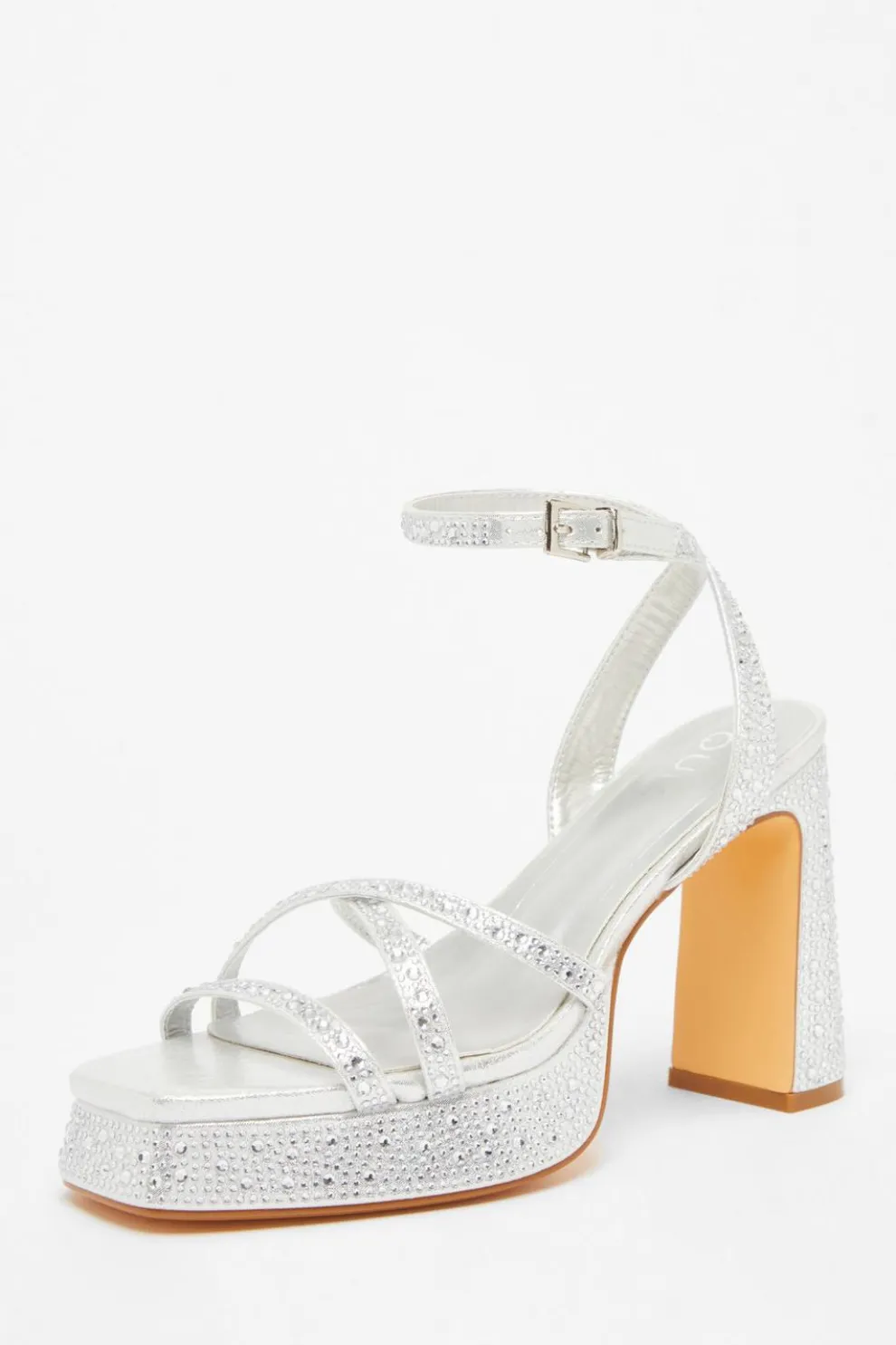 Silver Diamante Platform Heels