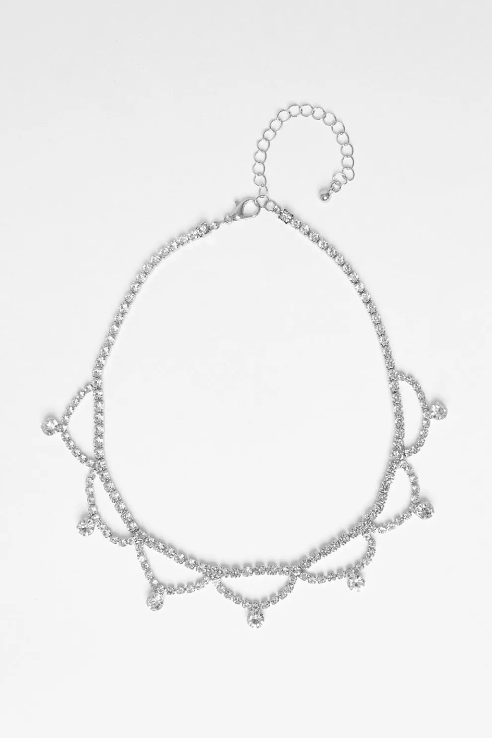 Silver Diamante Scalloped Choker