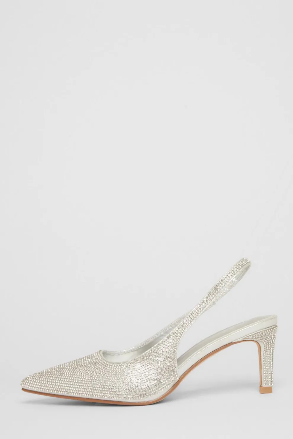 Silver Diamante Sling Back Heels