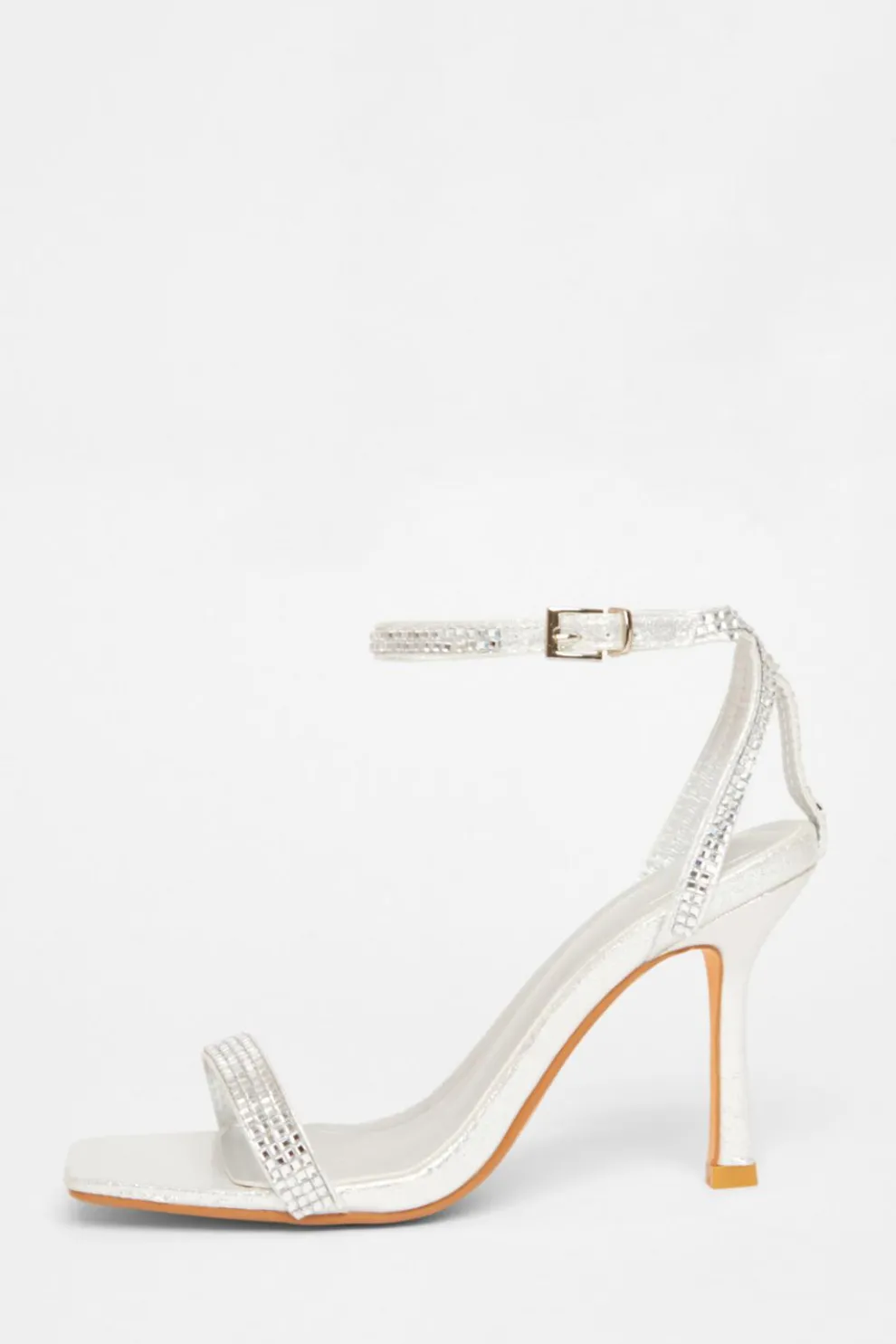 Silver Diamante Strap Heels