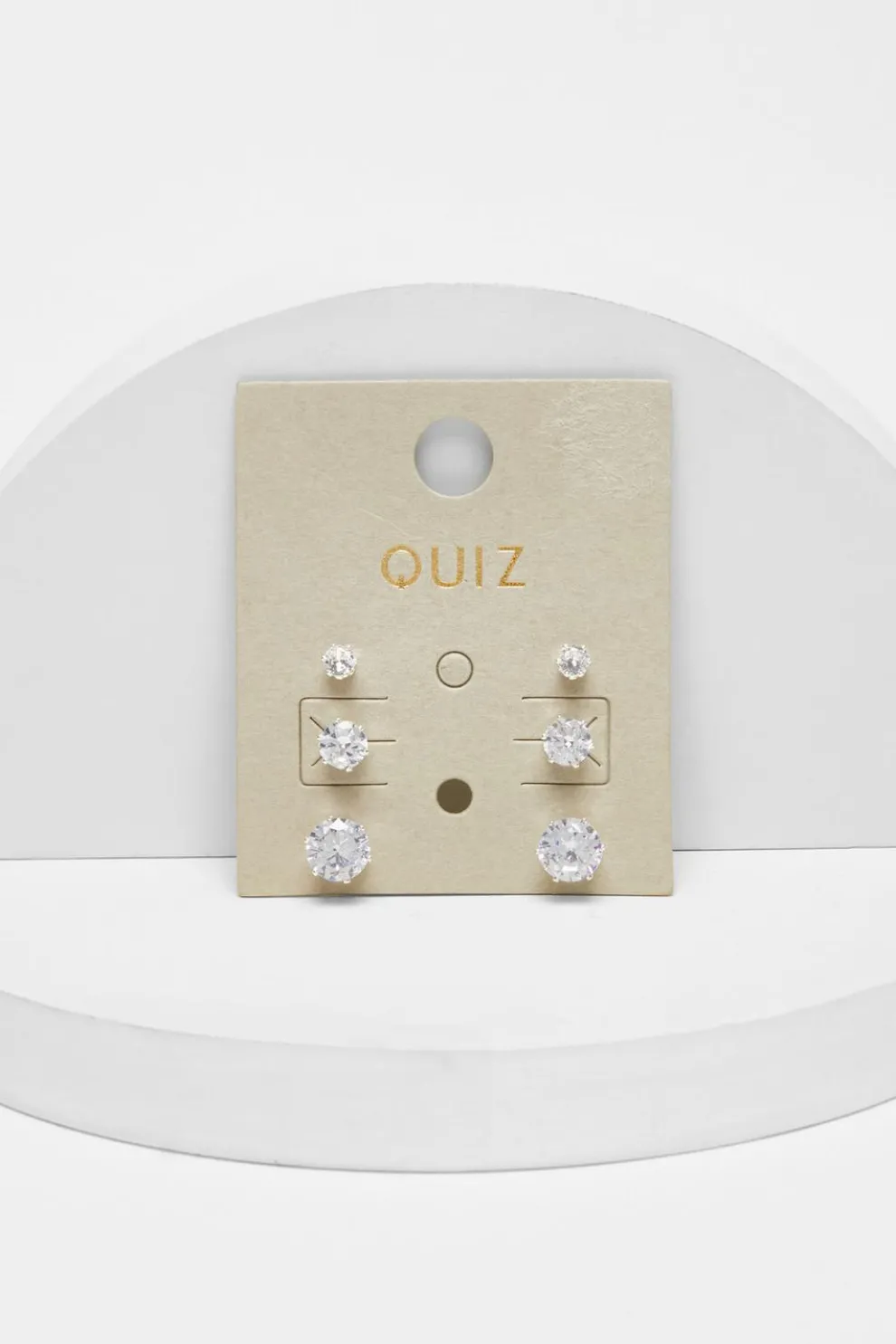 Silver Diamante Stud Earring Set