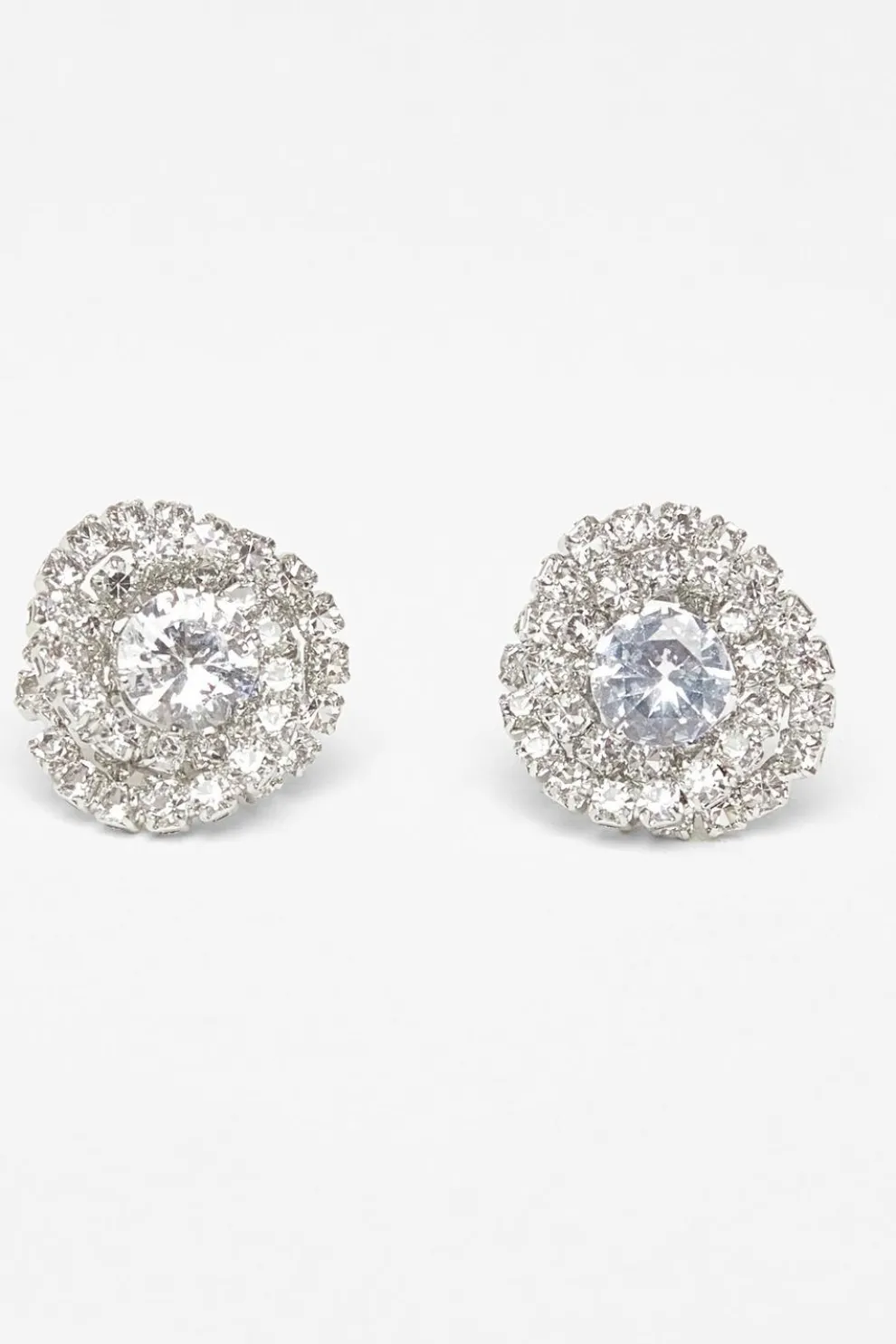 Silver Diamante Swirl Earrings