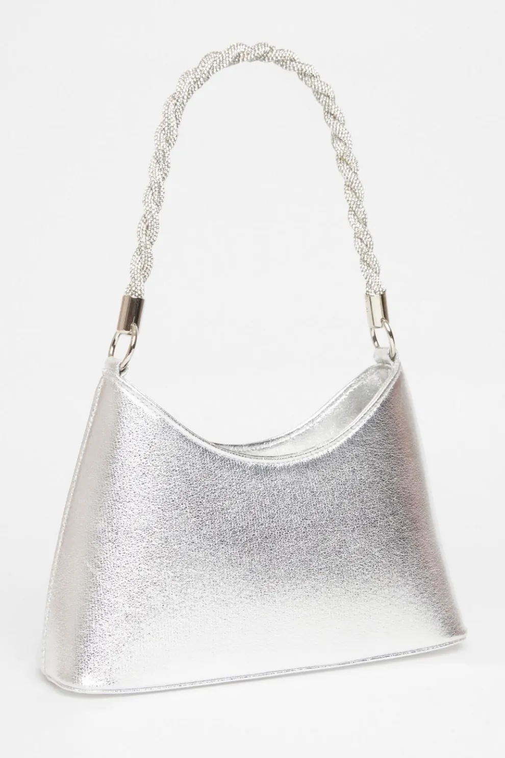 Silver Diamante Twist Handle Bag