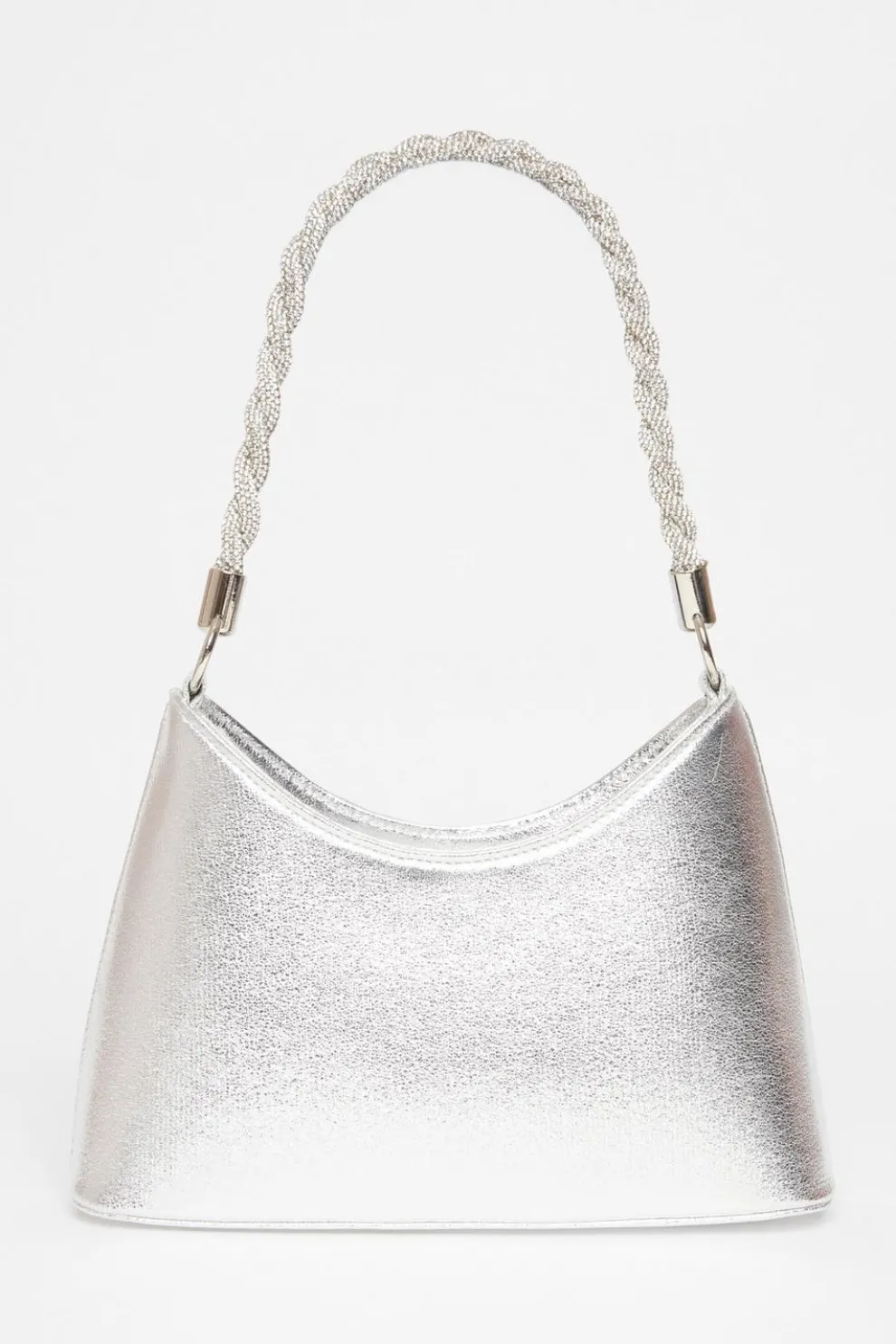 Silver Diamante Twist Handle Bag