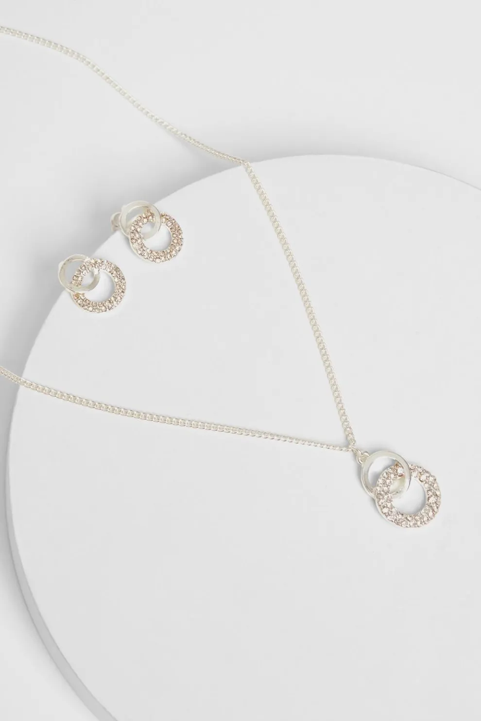 Silver Double Circle Jewellery Set