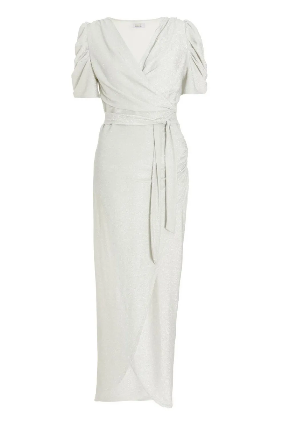 Silver Glitter Wrap Maxi Dress