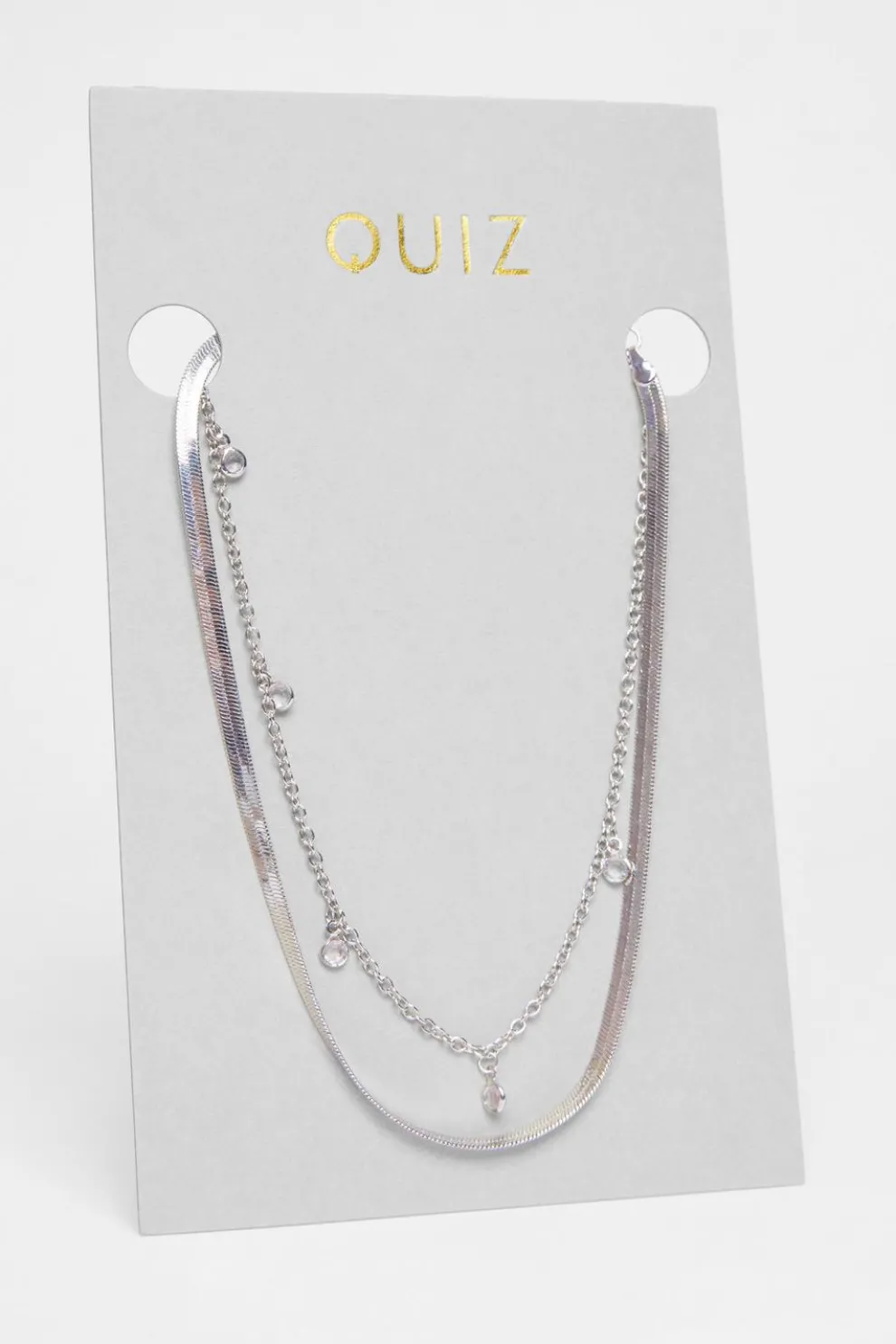 Silver Multi Stone Layered Necklace