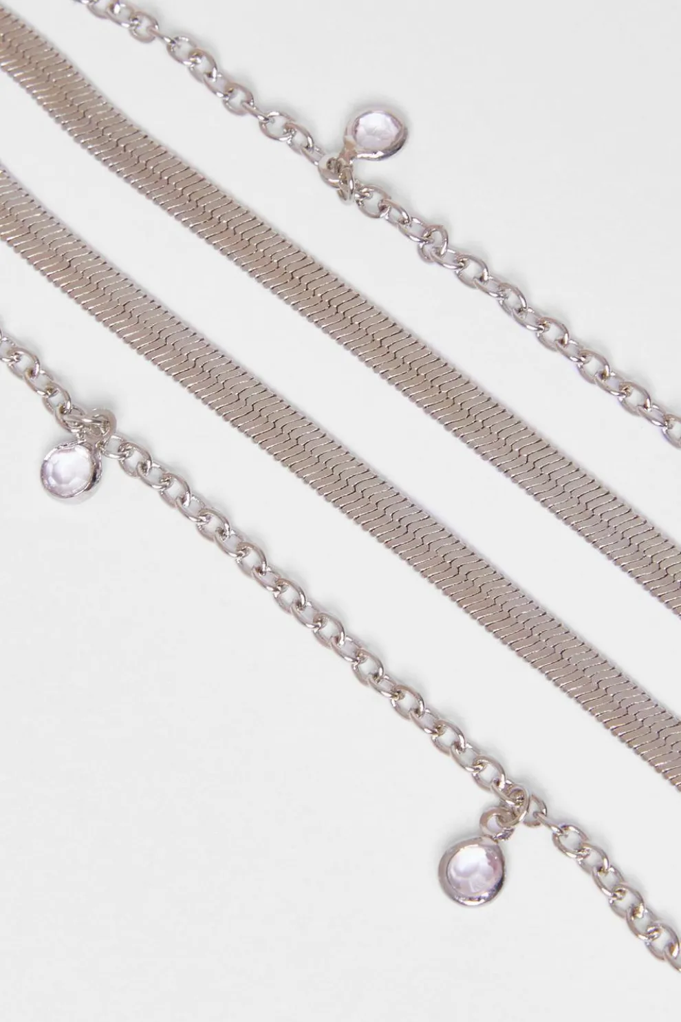 Silver Multi Stone Layered Necklace
