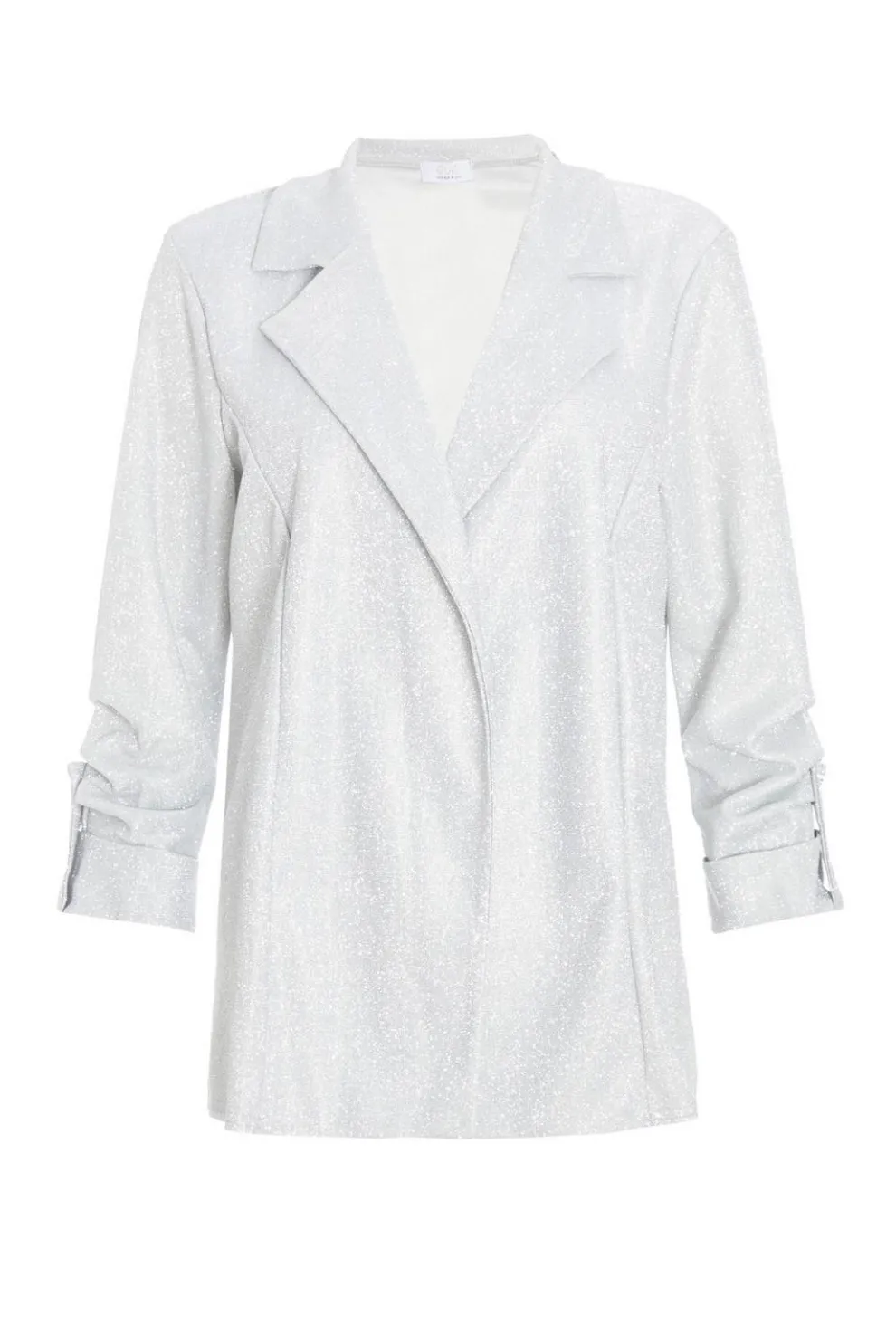 Silver Ruched Sleeve Blazer