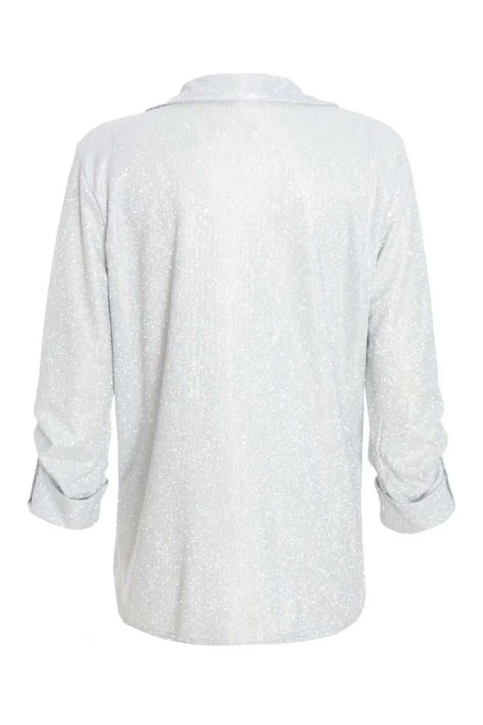 Silver Ruched Sleeve Blazer