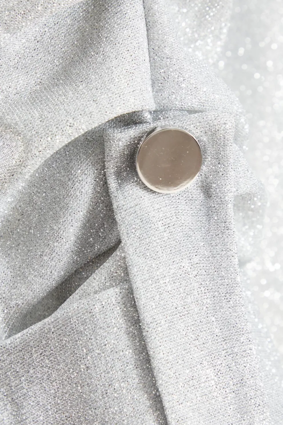 Silver Ruched Sleeve Blazer