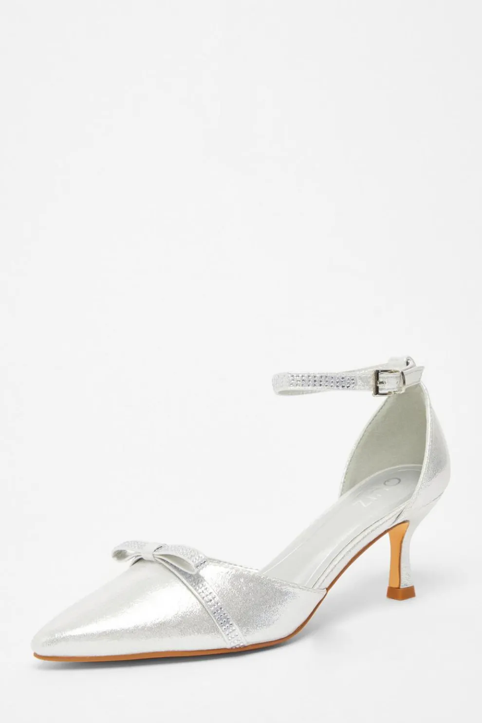 Silver Shimmer Bow Court Heels