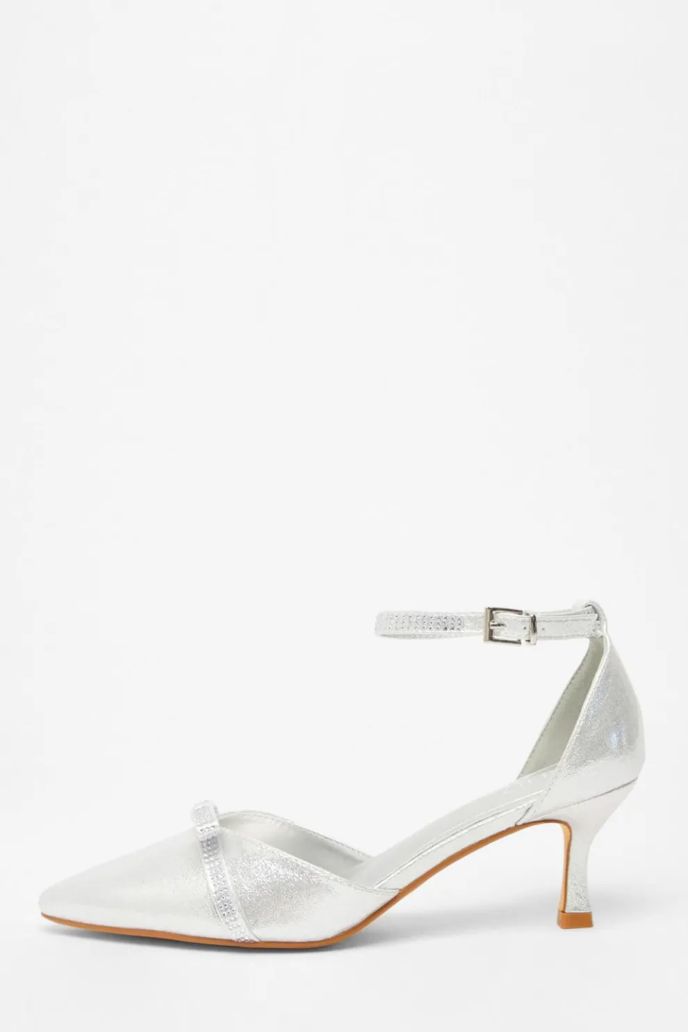 Silver Shimmer Bow Court Heels