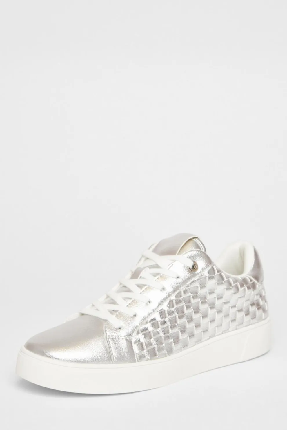 Silver Woven Trainers