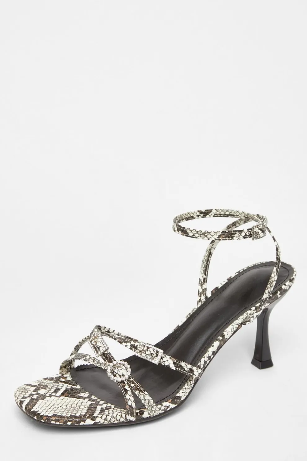 Snake Print Buckle Strap Heels