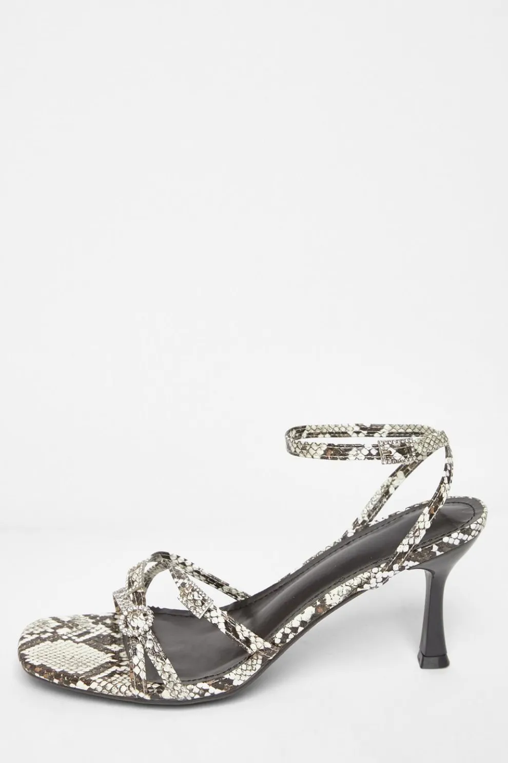 Snake Print Buckle Strap Heels