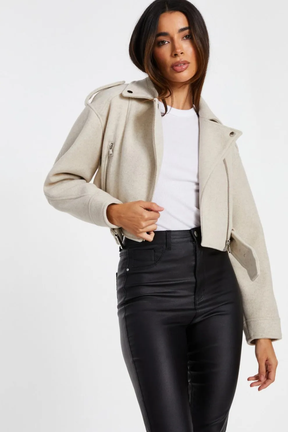 Stone Cropped Biker Jacket