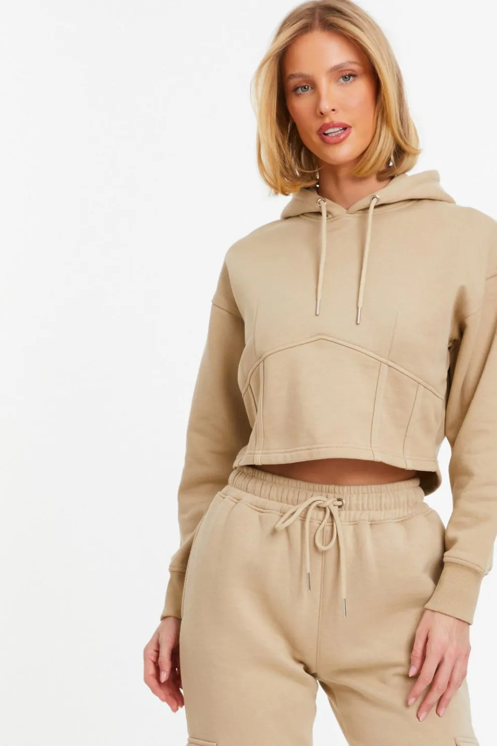 Stone Cropped Corset Hoodie