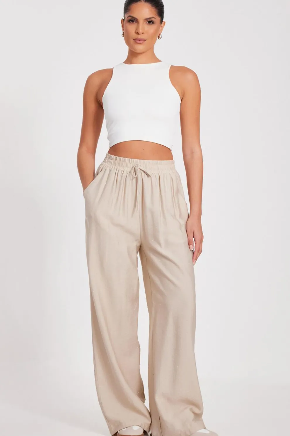 Stone Diamante Palazzo Trousers