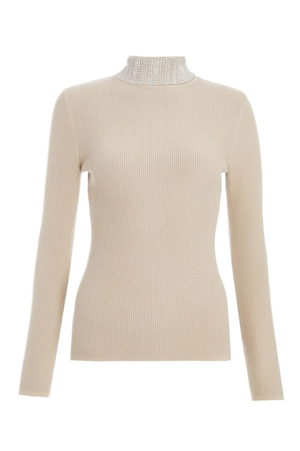 Stone Diamante Turtle Neck Jumper