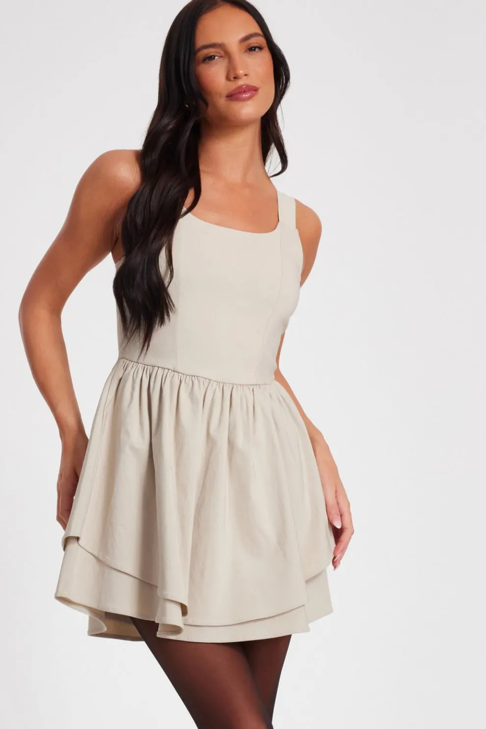 Stone Double Layered Skater Dress