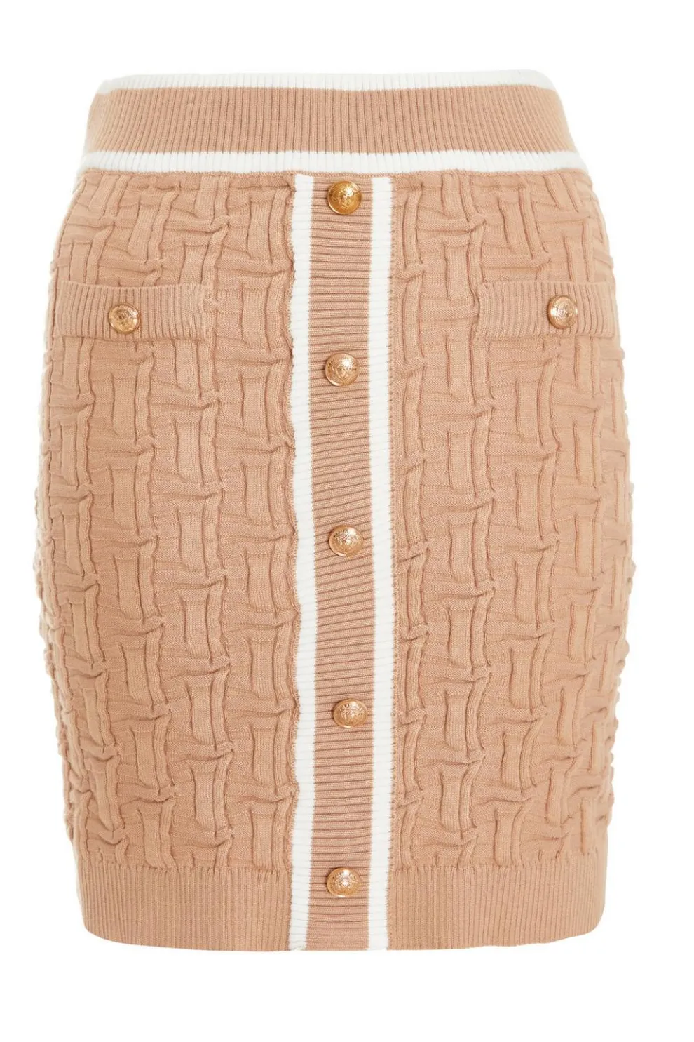 Stone Knit Contrast Trim Skirt