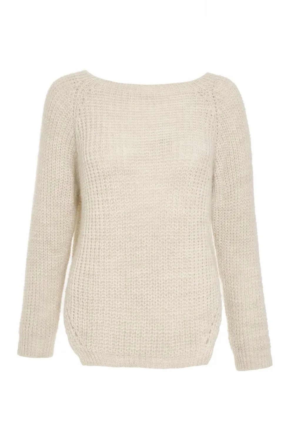 Stone Knit Split Hem Necklace Jumper