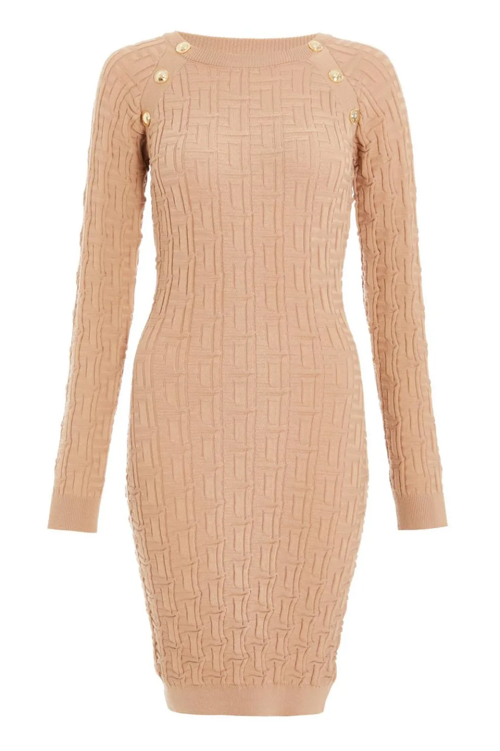 Stone Knitted Jacquard Mini Dress