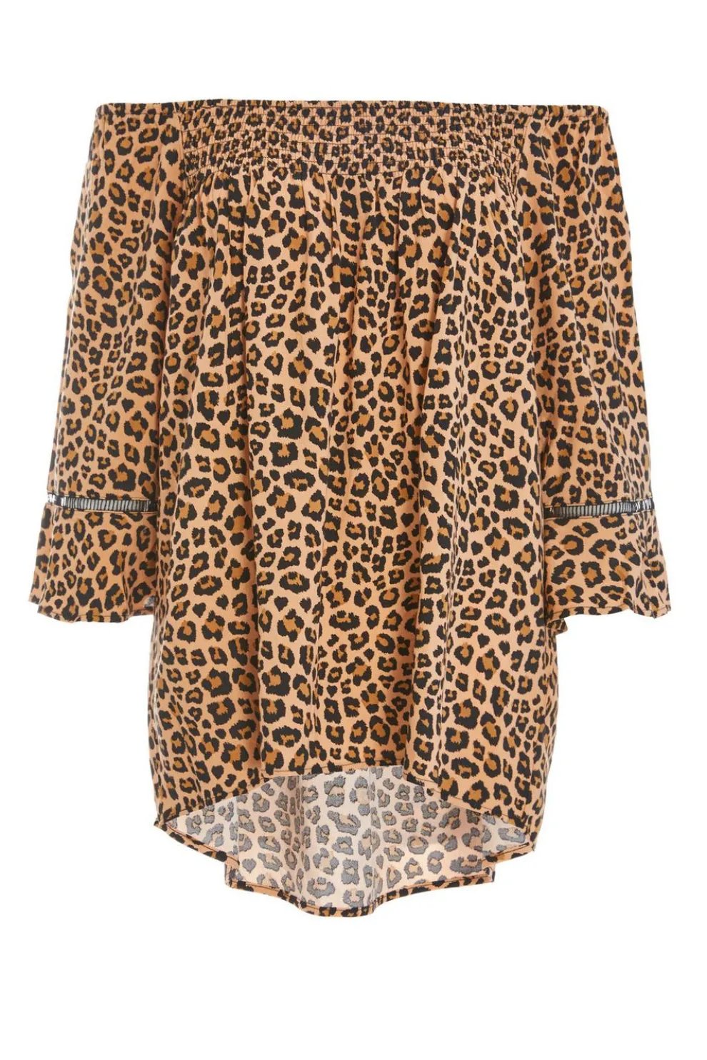 Stone Leopard Print Bardot Top