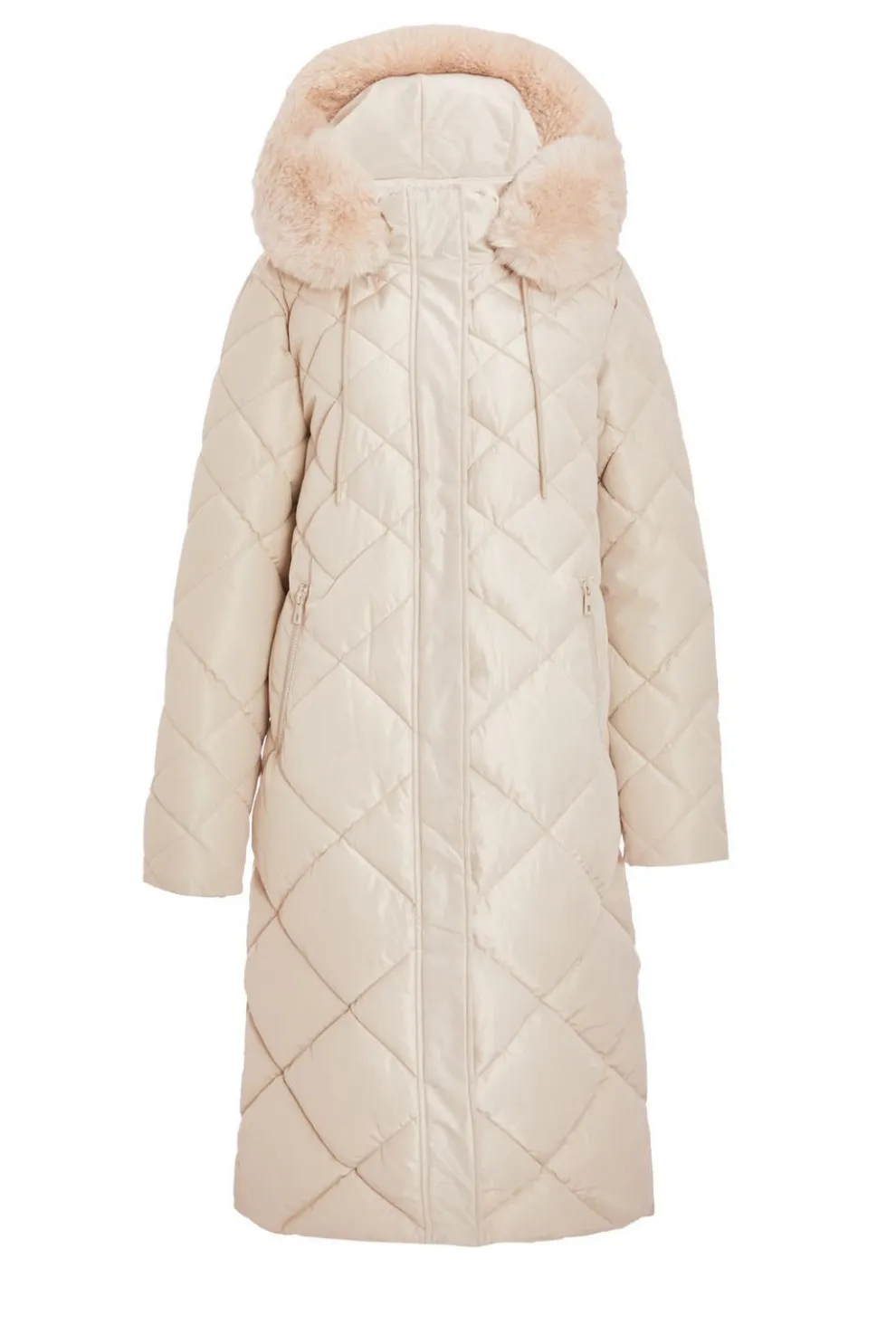 Stone Quilted Long Parka