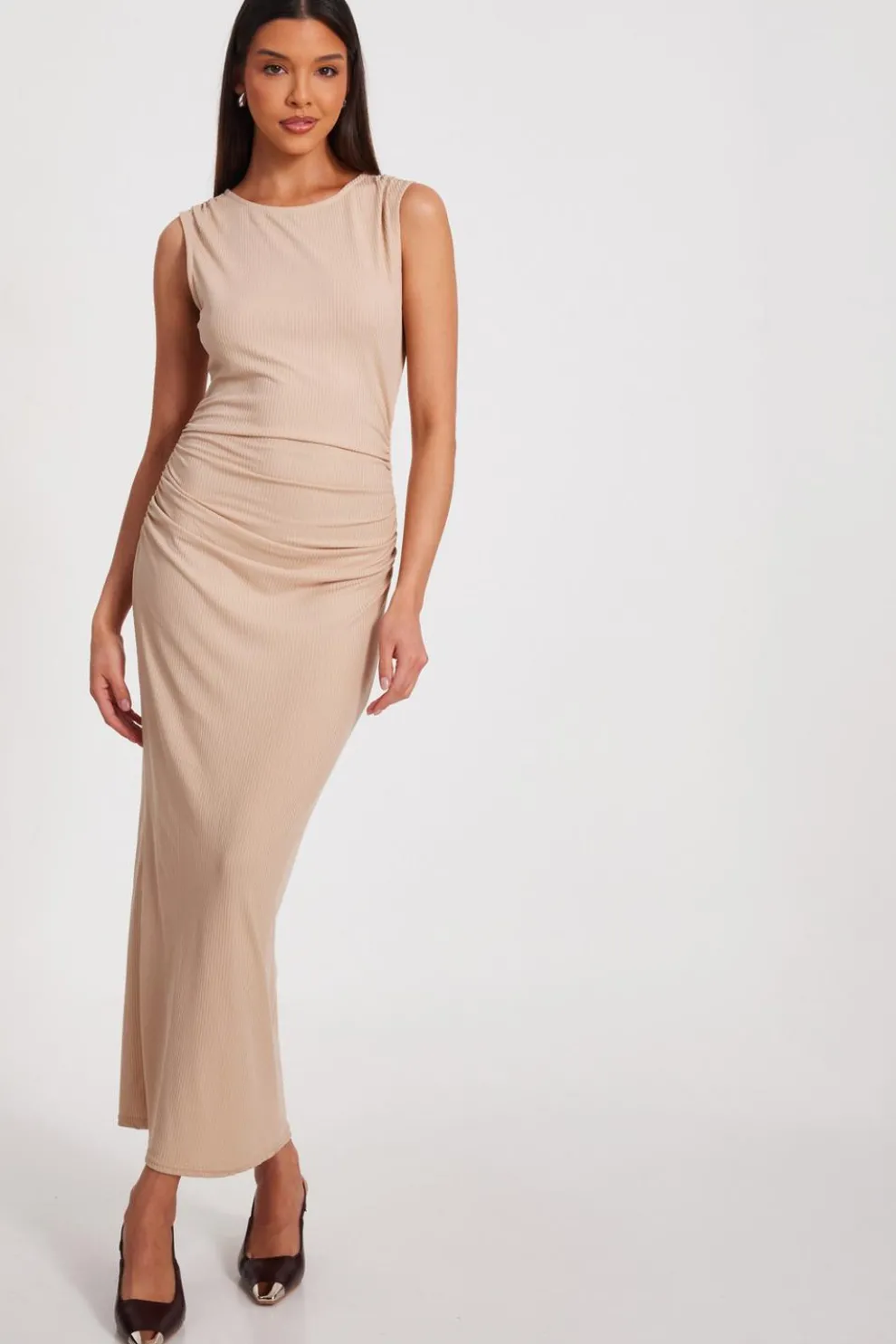 Stone Ribbed Midaxi Dress