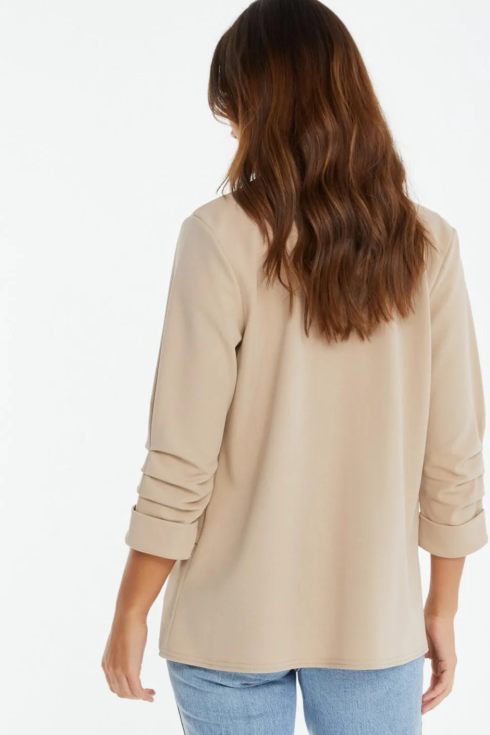 Stone Ruched Sleeve Blazer