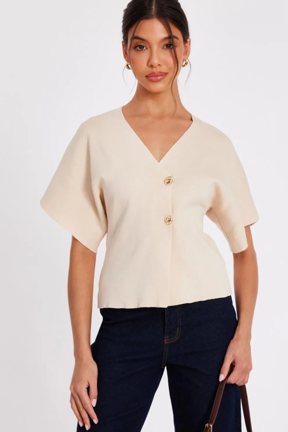 Stone Short Sleeve Knit Cardigan