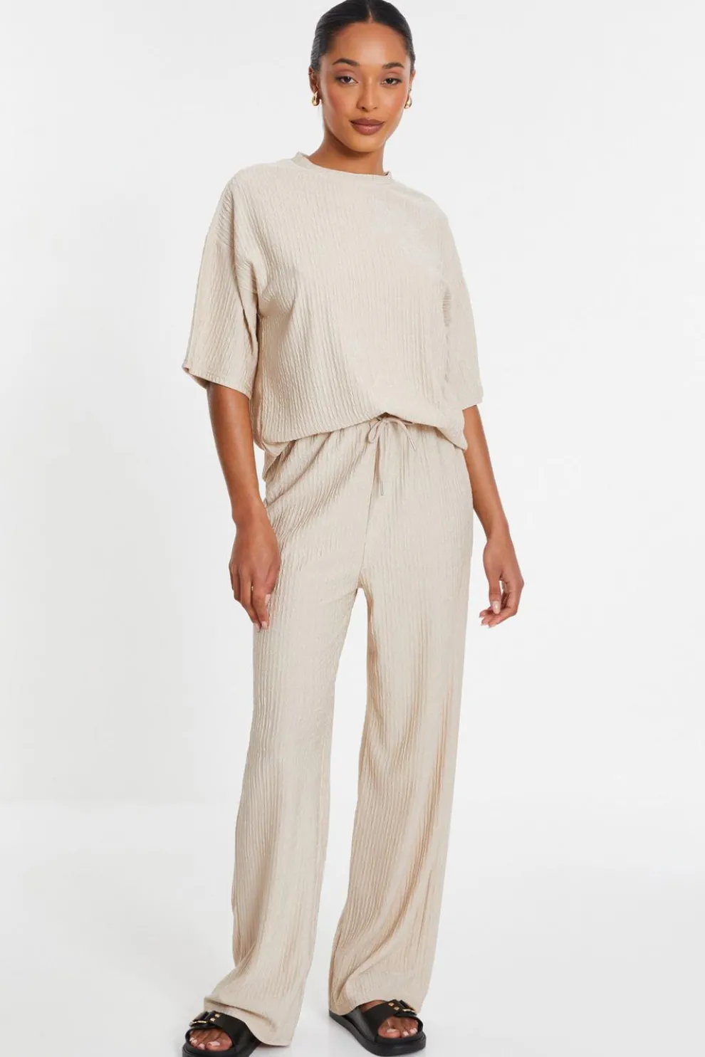 Stone Textured Palazzo Trousers