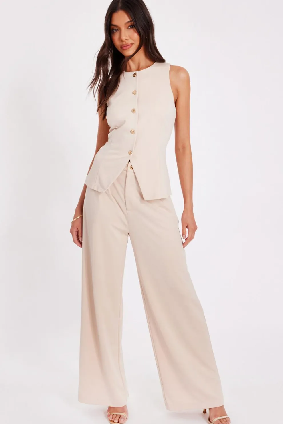 Stone Wide Leg Trousers