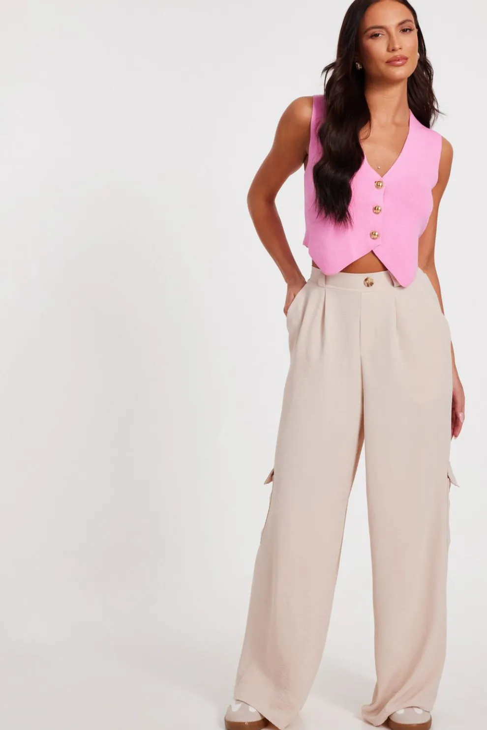 Stone Wide Leg Trousers