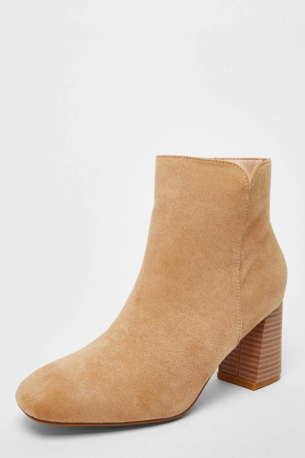 Tan Faux Suede High Heel Ankle Boot