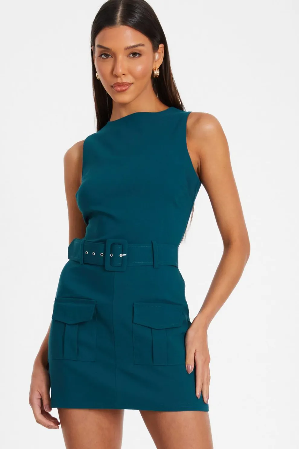 Teal Round Neck Skort Playsuit