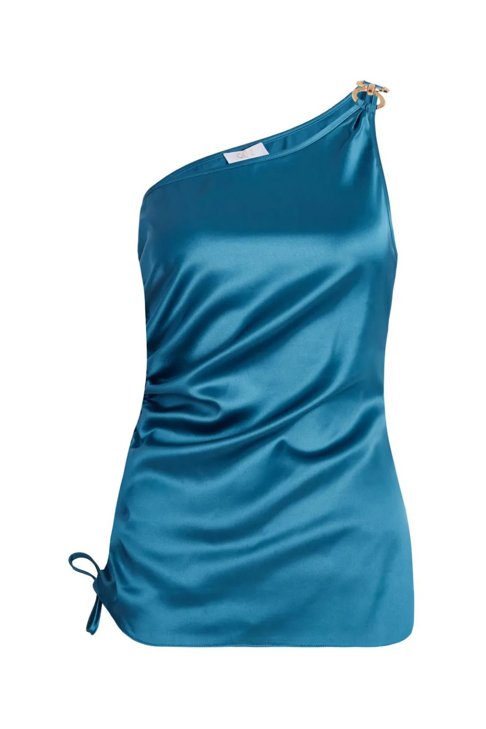 Teal Satin One Shoulder Top